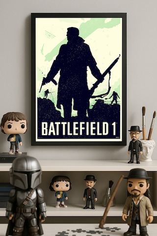 Battlefield Siyah Ahşap Çerçeveli Poster, Dekoratif Oyun Duvar Tablosu