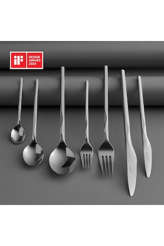 Jumbo Fluctus 84 Parça 12 Kişilik Çelik Çatal Kaşık Bıçak Takımı Çelik