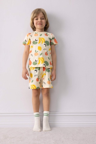 Defacto %100 Pamuklu Meyve Desenli Beli Lastikli Pijama Takımı Erkek Bebek E1181A525HS Bej