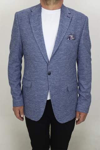 Moda Dmctekstil Erkek Kırçıllı İtalyan Kesim Dar Kalıp Tek Düğme Çift Yırtmaçlı Blazer Ceket Mavi