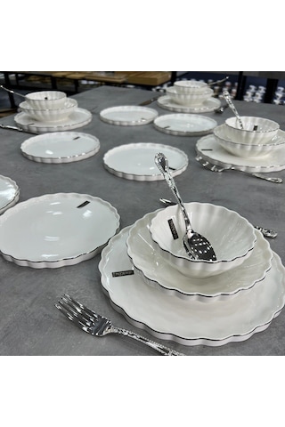 Royking Twist Silver 24 Parça Yemek Takımı Hrn 018 Gümüş