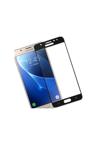 Samsung Uyumlu Galaxy J7 Prime Siyah Tam Kaplayan Ekran Koruyucu Cam