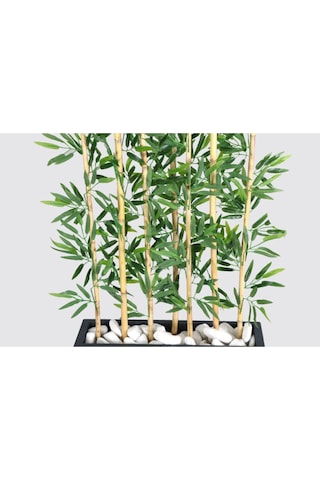 Yapay Çiçek Deposu Islak Yapraklı 7 Çubuklu Gri Saksıda Bambu Seperatör Asorti 20x70x120-155cm