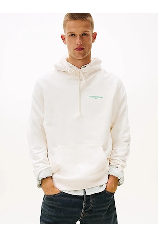 Tommy Hilfiger Tjm Reg Blur Scrpt Bck Hood Ext Erkek Beyaz Kazak - Dm0dm22112 Beyaz