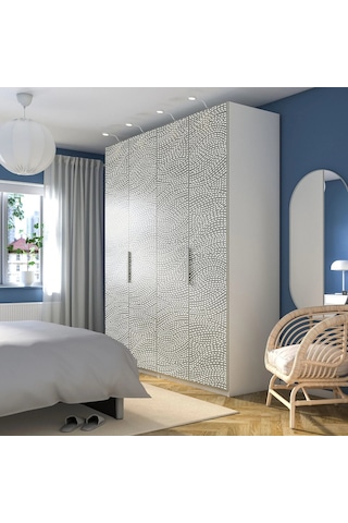 Ikea Beyaz Sağlam Kapaklı Gardırop 200x60x236 Cm