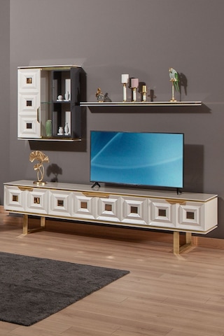Modalife Vanesa 212x50 Kapaklı + Raflı TV Ünitesi İnci