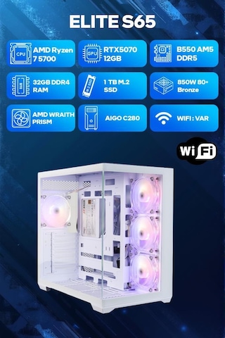Game Garaj Elite S65 R7-5700 32 GB 1 TB SSD RTX5070 Dos Oem Paket Masaüstü Oyuncu Bilgisayarı