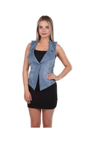 Blue White Kadın Kot Yelek 14Wy10