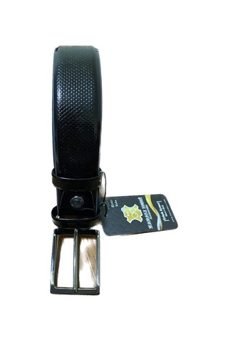 Karalı Erkek Siyah Rugan Takım Elbise Kemeri + Kartlık 2057-1-135 Cm 001