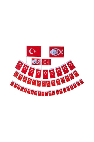 400 Adet Ipli Mini Türk Bayrağı 8 Cm X 13 Cm