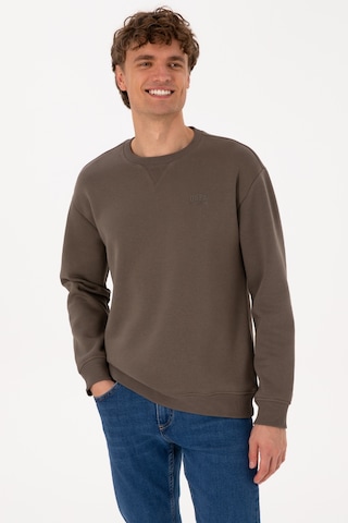 U.S. Polo Assn. Erkek Comfort Fit Bisiklet Yaka Şardonlu Vizon Basic Sweatshirt 50313757-VR052