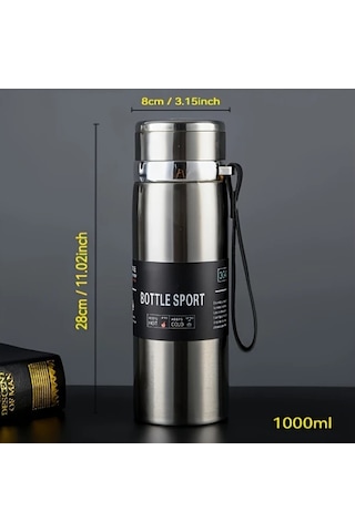 Techbloom Thermos Flask 1000ml Kırmızı Termos Sıcak Soğuk Saklama Kamp Ofis Spor Seyahat