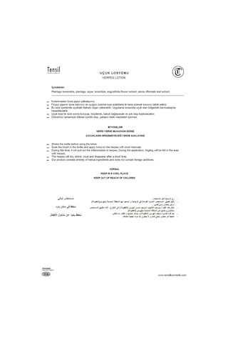 Tensil Uçuk Losyonu Bitkisel Solüsyon