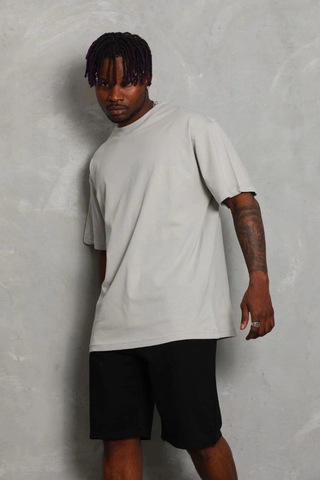 Freedom Storee Erkek Düz Yazlık Kısa Kol Tişört Bisiklet Yaka Oversize T-shirt - Gri Çok Renkli