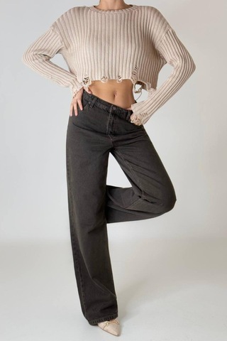 Lacarino 7714 W.leg Kadın Jean Pantolon Kahve