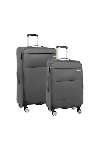 Louisiana Polo 2'li Valiz Seti Büyük Ve Orta Boy Lüx Kumaş Valiz Antrasit 2082 Antrasit