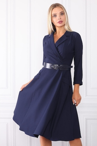 E.T.'S Element'S Kadın Kruvaze Yaka Elbise Lacivert