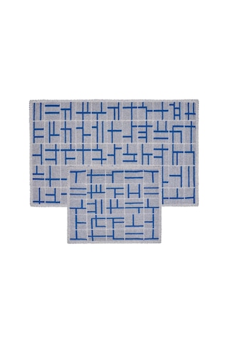 Banyo Paspası 2'li Set Blunity Grid Mavi Mavi