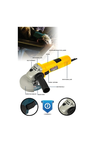 Assur ASR347 850 W 125 MM Avuç Taşlama Spiral Sarı