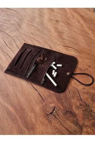 Tütün Kesesi Cüzdan Tütünlük Gerçek Süet Deri Açık Boyut: 13cm 19cm Kapalı Boyut: 7cm 13cm