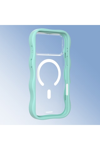 Apple Uyumlu iPhone 17 Pro Max Kılıf M-safe Şarj Özellikli Youngkit Wave Clear Serisi Kapak Açık Mavi Açık Mavi
