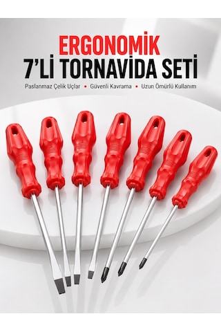 Tek 7li Tornavida Seti Düz Ve Yıldız Uçlu Çok Amaçlı Kullanım Najmaddin 76512894