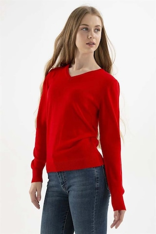 Fashion Friends Kadın V Yaka Kazak 23k0244k1 Kırmızı