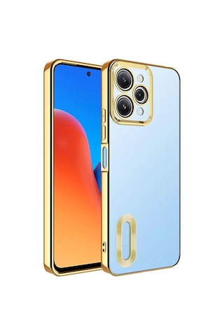 Xiaomi Redmi 12 Kılıf Kamera Lens Korumalı Logo Gösteren İnce Hafif Heptek İletişim Altın