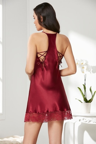 Pierre Cardin 870 Kadın İp Askılı Saten Gecelik-bordo Bordo