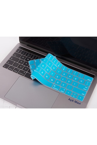 Apple Uyumlu MacBook Pro Klavye Koruyucu Us To Tr Touchbarlı 13inç A1706 A1989 A2159-15inç A1707 A1990 İle Açık Mavi