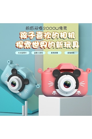 Tongxida Disney Mickey Mouse Mavi Silikon Kılıflı Çocuklar İçin X6s Full Hd Ön-arka Çift Kameralı Dijital Fotoğraf Makinesi Oy Mavi