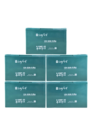 Safir Jel Akü 12 V - 32 Ah 9.8kg - 5'li Set