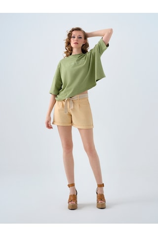 Long Crop Kadın Tshirt K.kol Haki