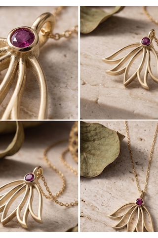 Yakut Lotus Çiçeği Kolye 07414063