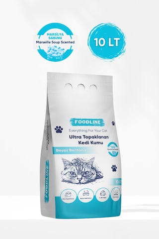 Foodline Marsilya Sabunu Kokulu İnce Taneli Bentonit Topaklaşan Kedi Kumu 10 L