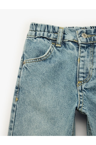 Koton Pamuklu Beli Ayarlanabilir Lastikli Balon Form Denim Pantolon Orta İndigo 7wmb40002td