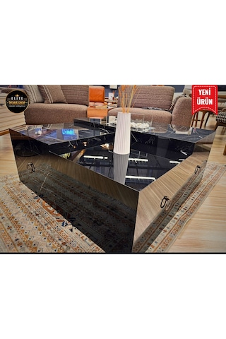 Workshop Elite Royal Polygon Şömineli 3'lü Orta Sehpa Seti