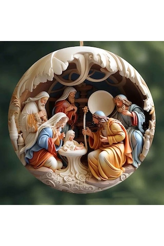 Geeksen Açık Renkli Akrilik Dış Mekan Noel Süsleri - Düz Baskı Efekti Asılı Noel Dekorasyonları