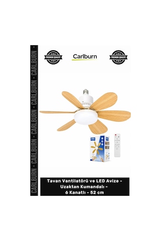Özel Üretim Modern Şık Sessiz Tavan Vantilatörü Led Avize Uzaktan Kumandalı 6 Kanatlı 52 Cm