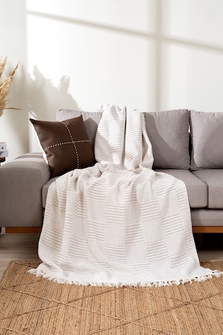 Rustıc Krem-mor Koltuk Örtüsü 170x220cm 5062a Krem Mor