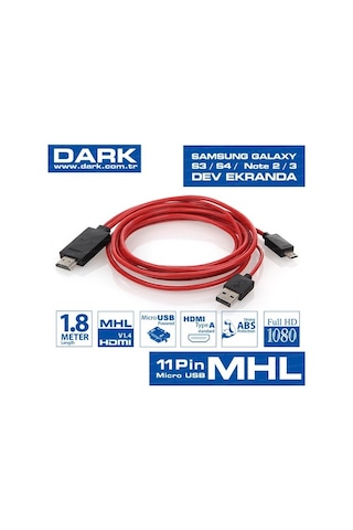 S3 S4 S5 Note 3 Note 2 1.8M Mhl Hdmı Tv Kablosu