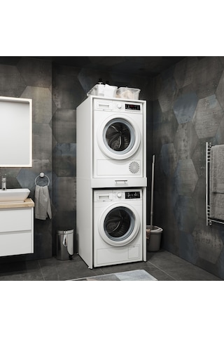 Aqua Bagno Voca Smartbox Çamaşır Ve Kurutma Makinesi Dolabı -çekmeceli Beyaz