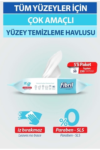 Fibril XL Beyaz Sirkeli Beyaz Sabun Kokulu Plastik Kapaklı Yüzey Temizlik Havlusu 50 Yaprak