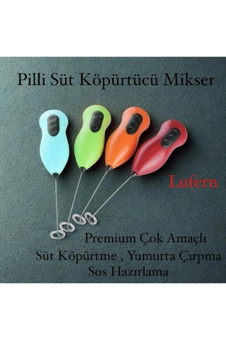 Premium Çelik Uçlu Pilli Mini Kahve Sos Krema Mama Yumurta Çırpıcı Karıştırıcı Süt Köpürtücü Mikser Çok Renkli
