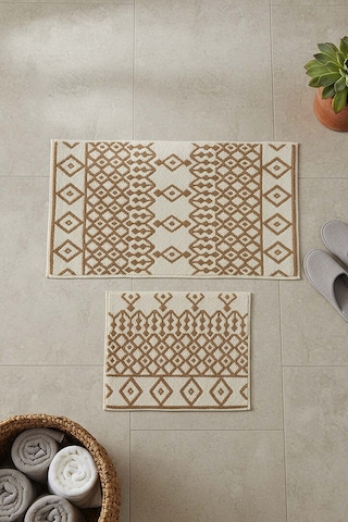 Etnik Desen 2 Li Banyo & Klozet Paspas Takımı Çok Renkli