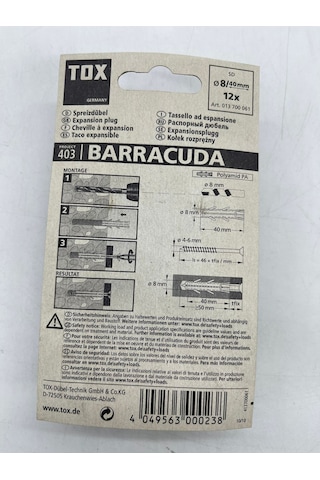 Tox Barracuda Plastik Dübel 8X40 Mm 12 Adet