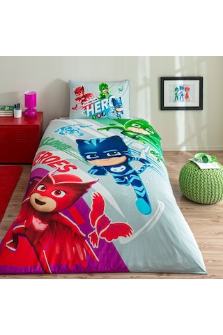 Taç Lisanslı Pj Masks Super Team Pamuk Tek Kişilik Nevresim Takımı 000000001000048891 Çok Renkli