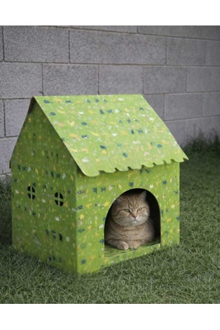 Kedi Evi Karton Baskılı Genişlik 35cm Uzunluk 48cm Derinlik 58cm