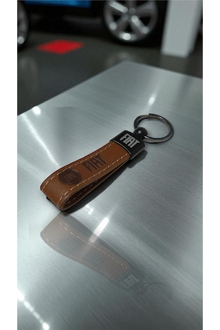 Fiat Yazılı Ve Logolu Anahtarlık Kahverengi Termo Deri
