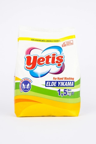 Yetiş Elde Yıkama Toz Deterjan 1,5 Kg Güçlendirilmiş Limonlu Formül, Yoğun Köpük, Mükemmel Temizli